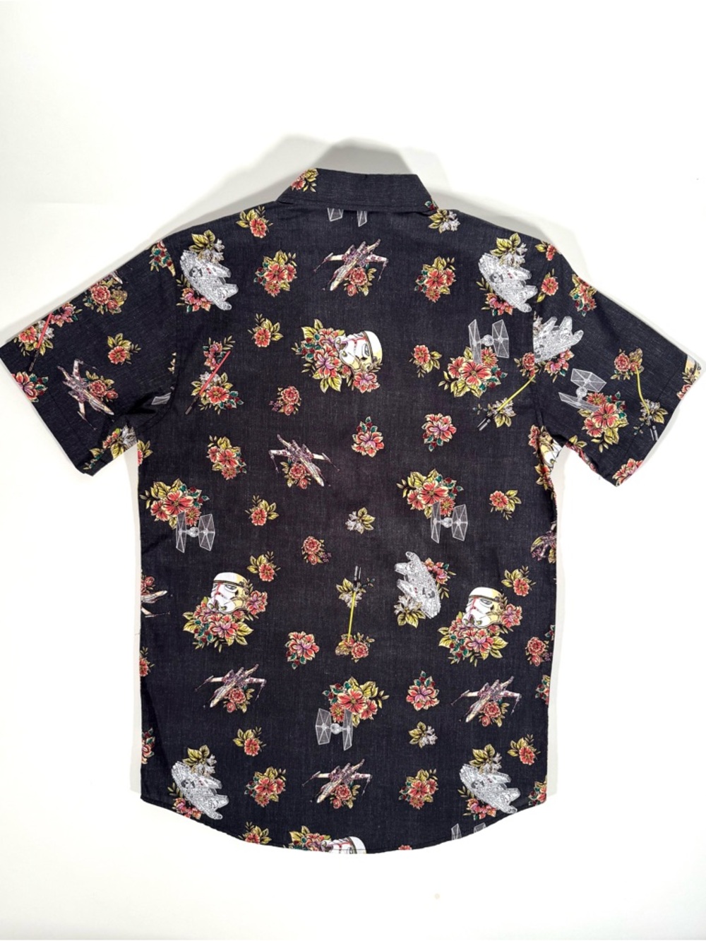 Star Wars Floral Stormtrooper X-Wing TIE Fighter Tropical Hawaiian Shirt Size S - Picture 3 of 14
